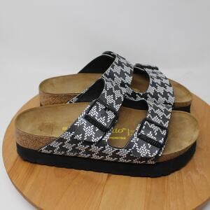 Papillio Birkenstock Sandals Womens 7 Arizona Platform Black White Preppy Shoes